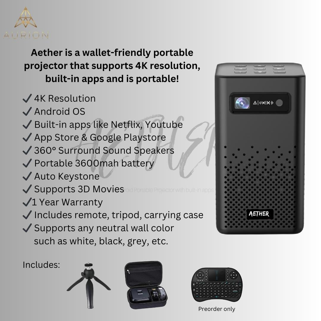 Aether Smart Projector - Supports 4K Resolution
